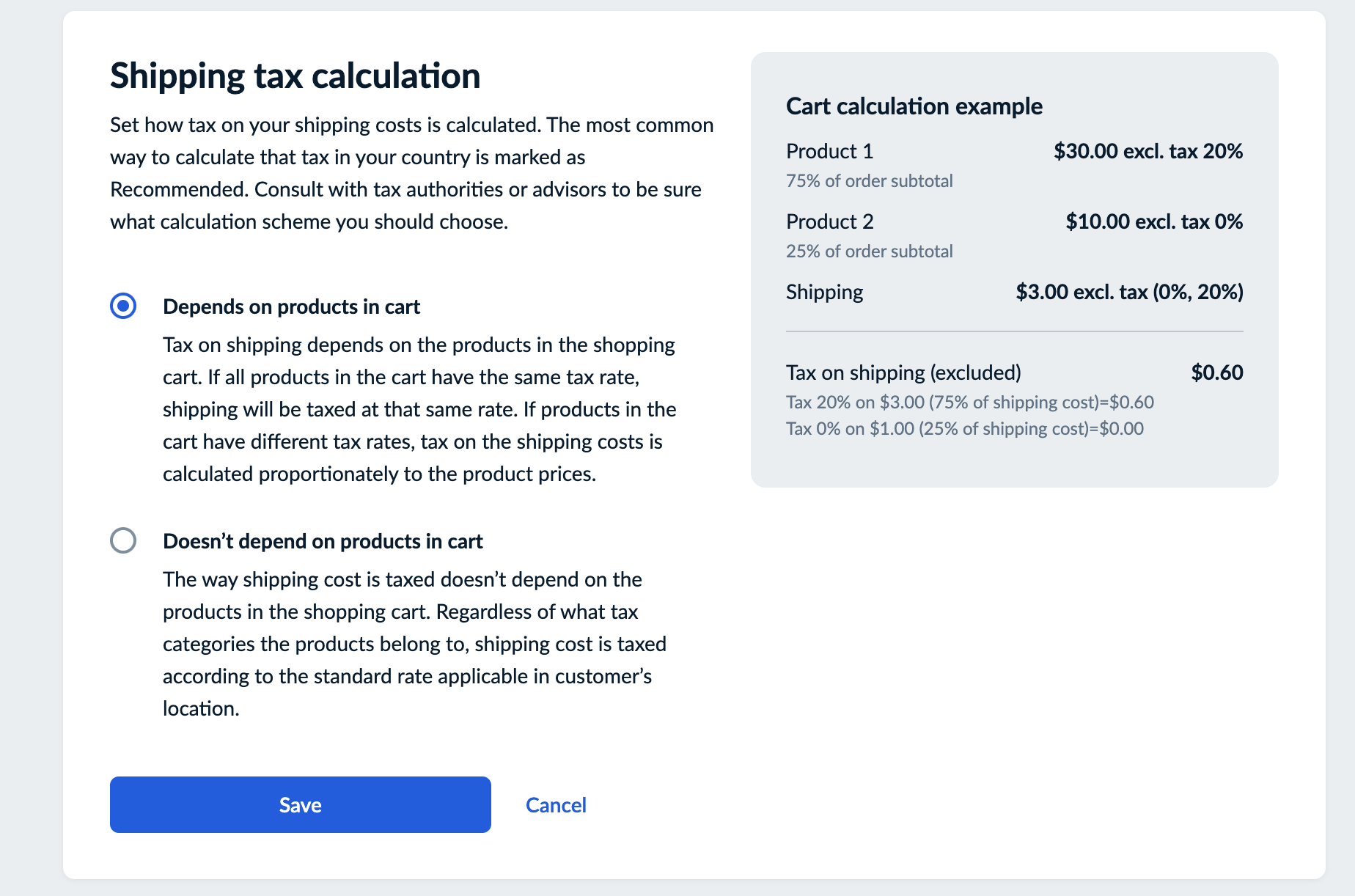 Changing the tax on shipping schema in your store (advanced setting ...
