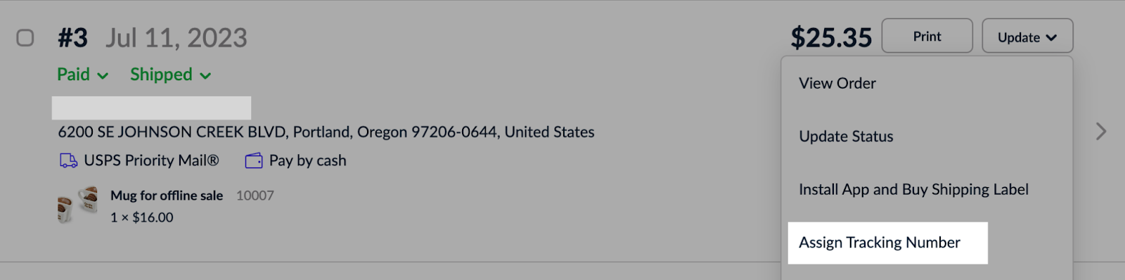 assign tracking number