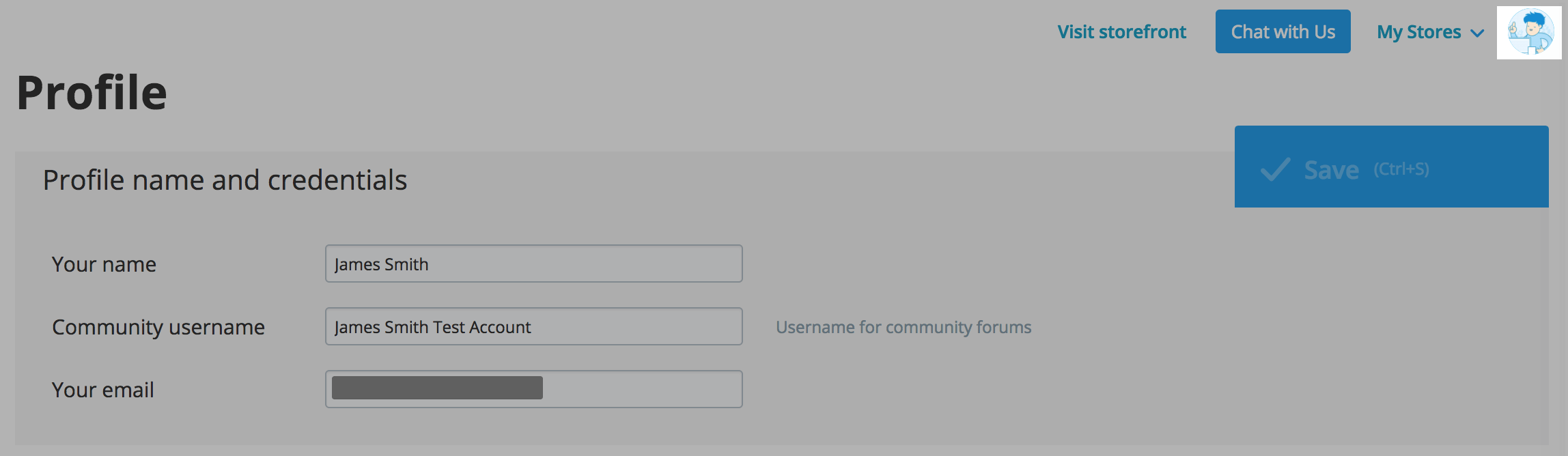 ecwid control panel