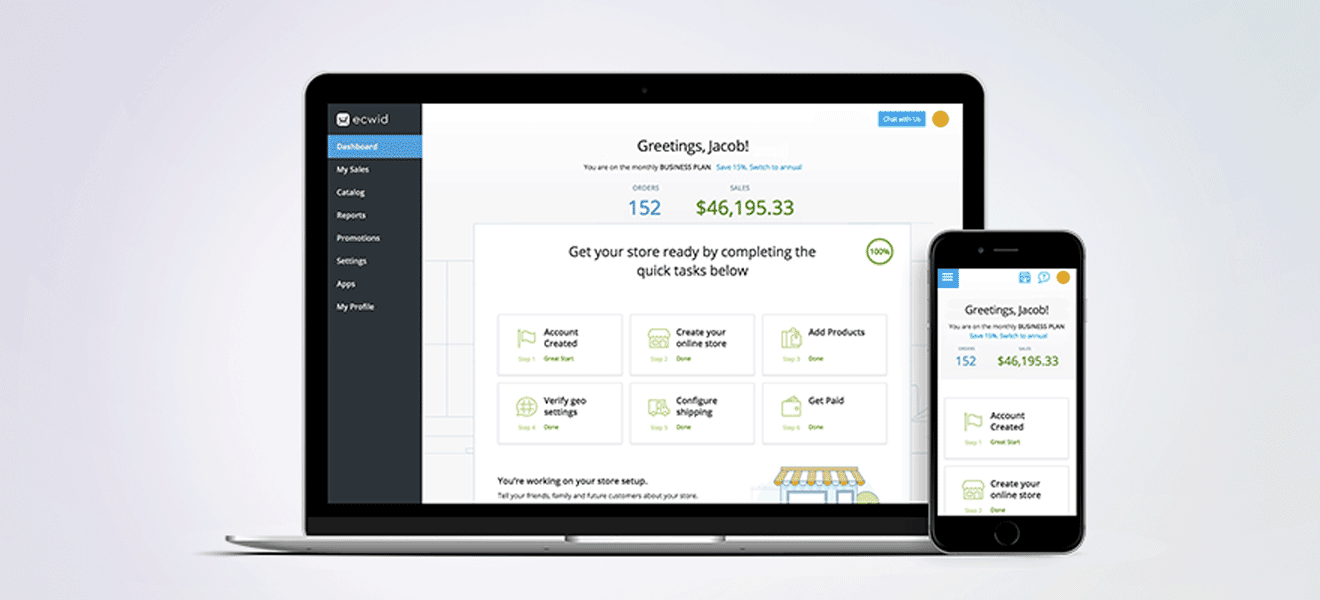 Ecwid dashboard