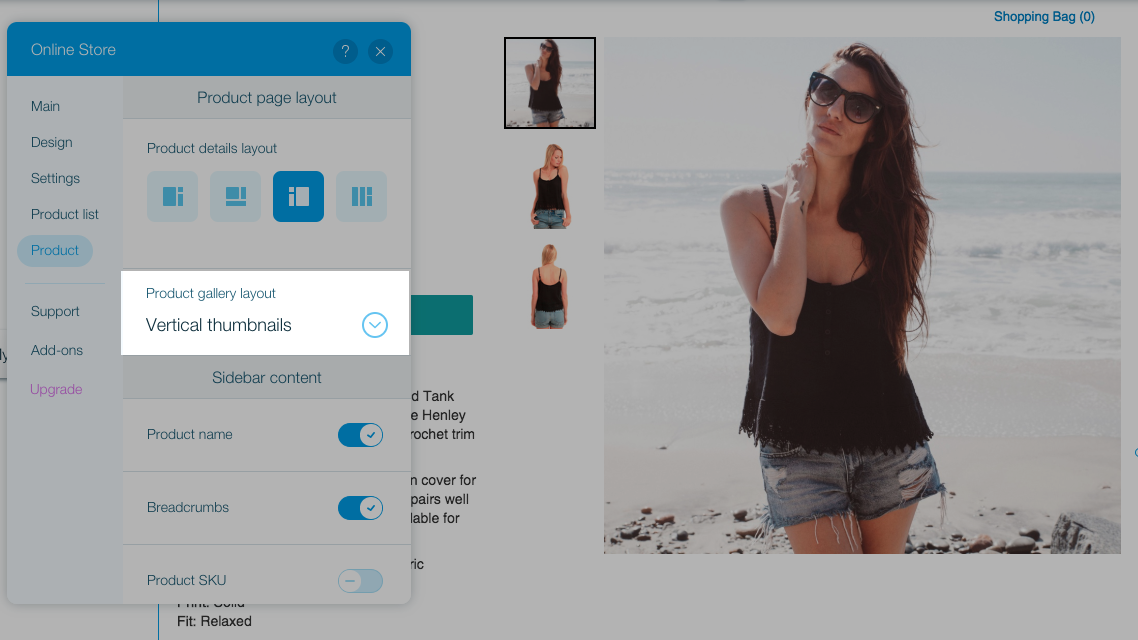 Mise en page de la galerie