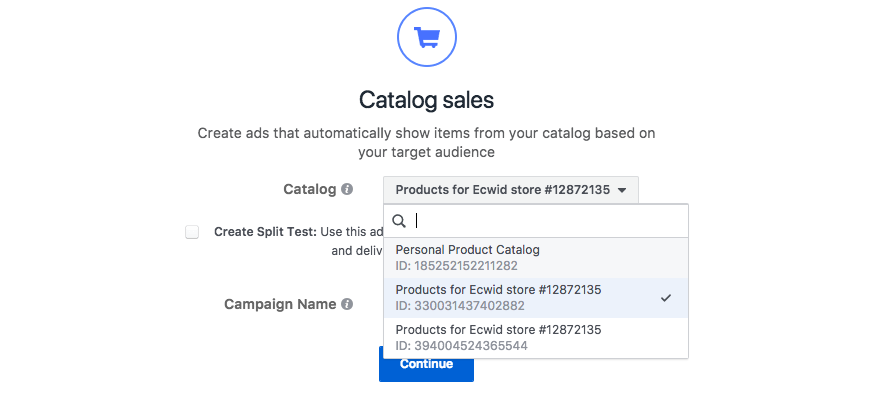 Seleccione la tienda que va a publicitar