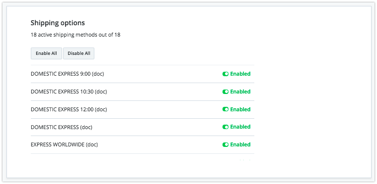 Select shipping options