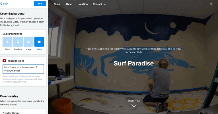 Video as a cover background in Ecwid