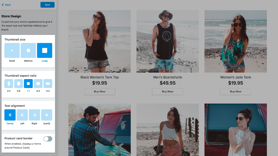 Store Design in Instant Site editor