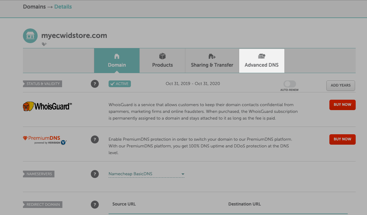 Configurer les paramètres DNS avancés dans NameCheap