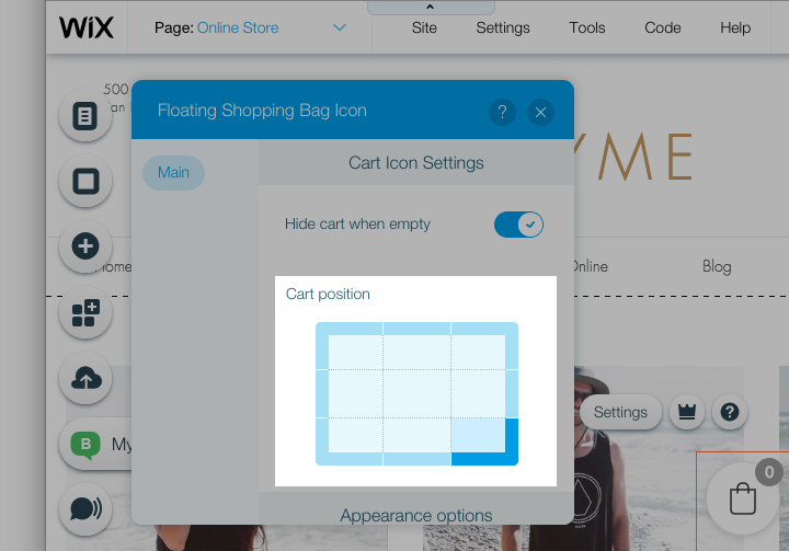 Cart position option