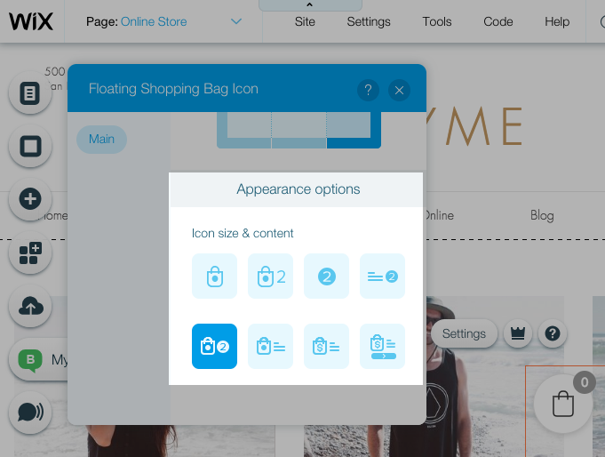 Icon size & content option