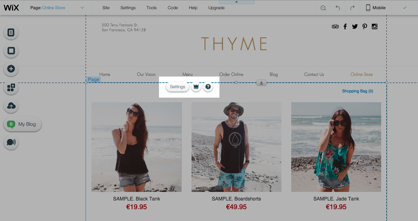Storefront settings