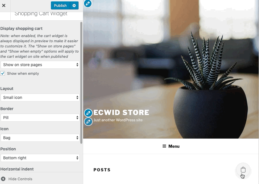 WordPress plug-in van Ecwid voor winkelwagenwidget