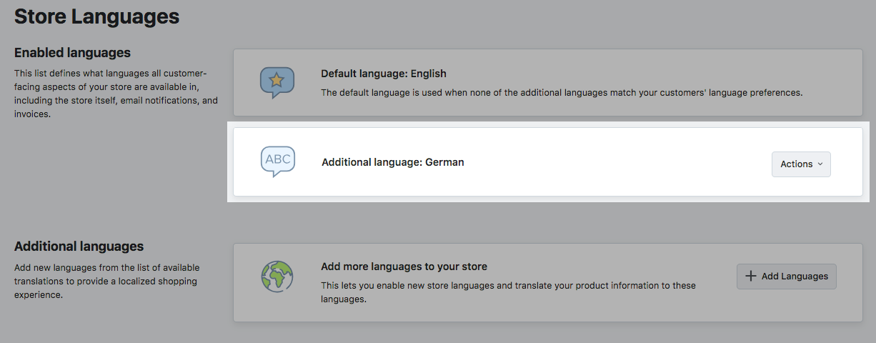 List of additional languages