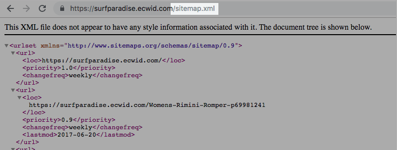 URL du plan de site 