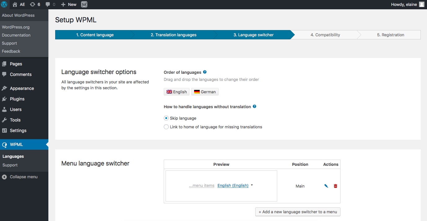 Configurer WPML