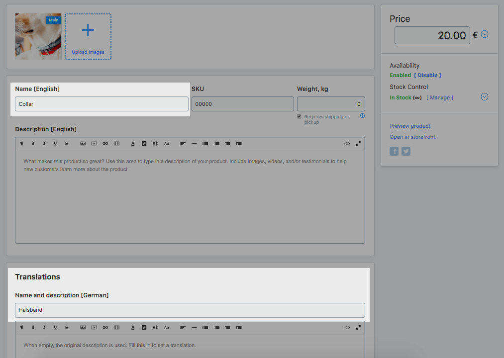 Ajouter une traduction du catalogue