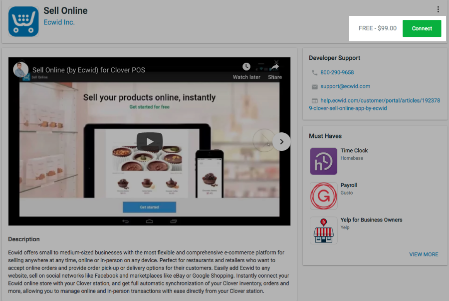 Connecter l'application Sell Online