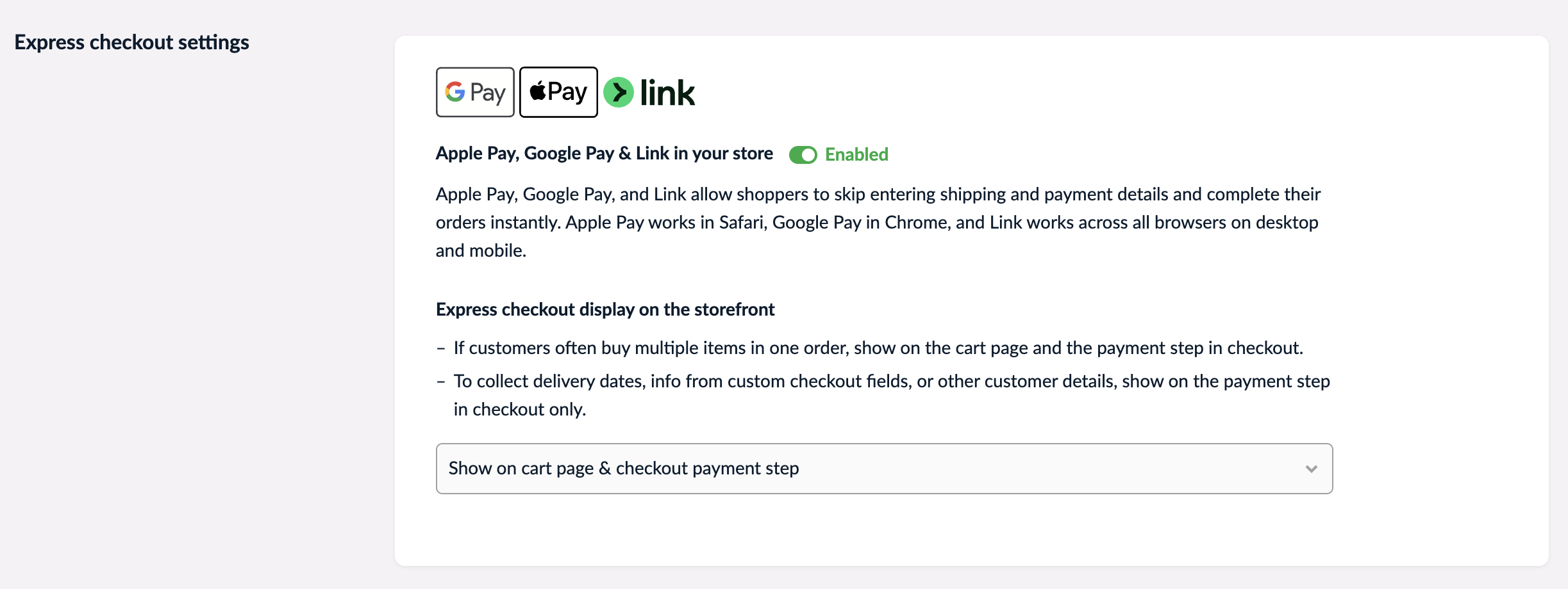 Express checkouts on the payment method page.png