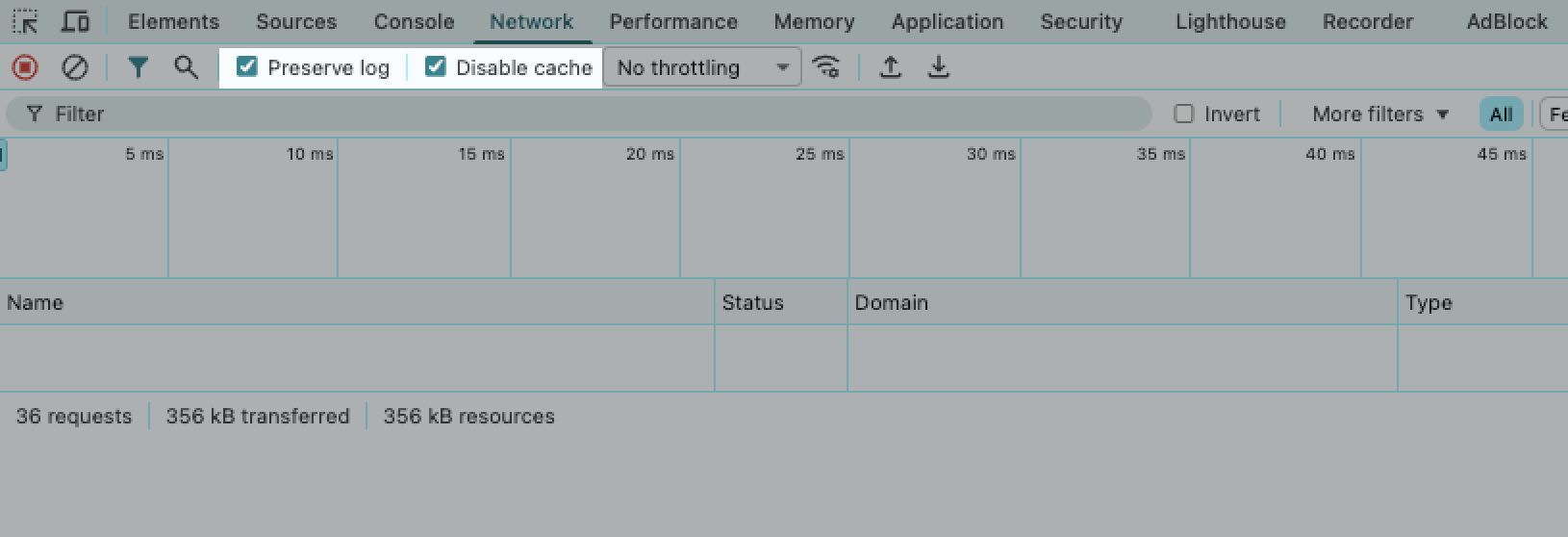  explorer Preserve log and Disable cach.png