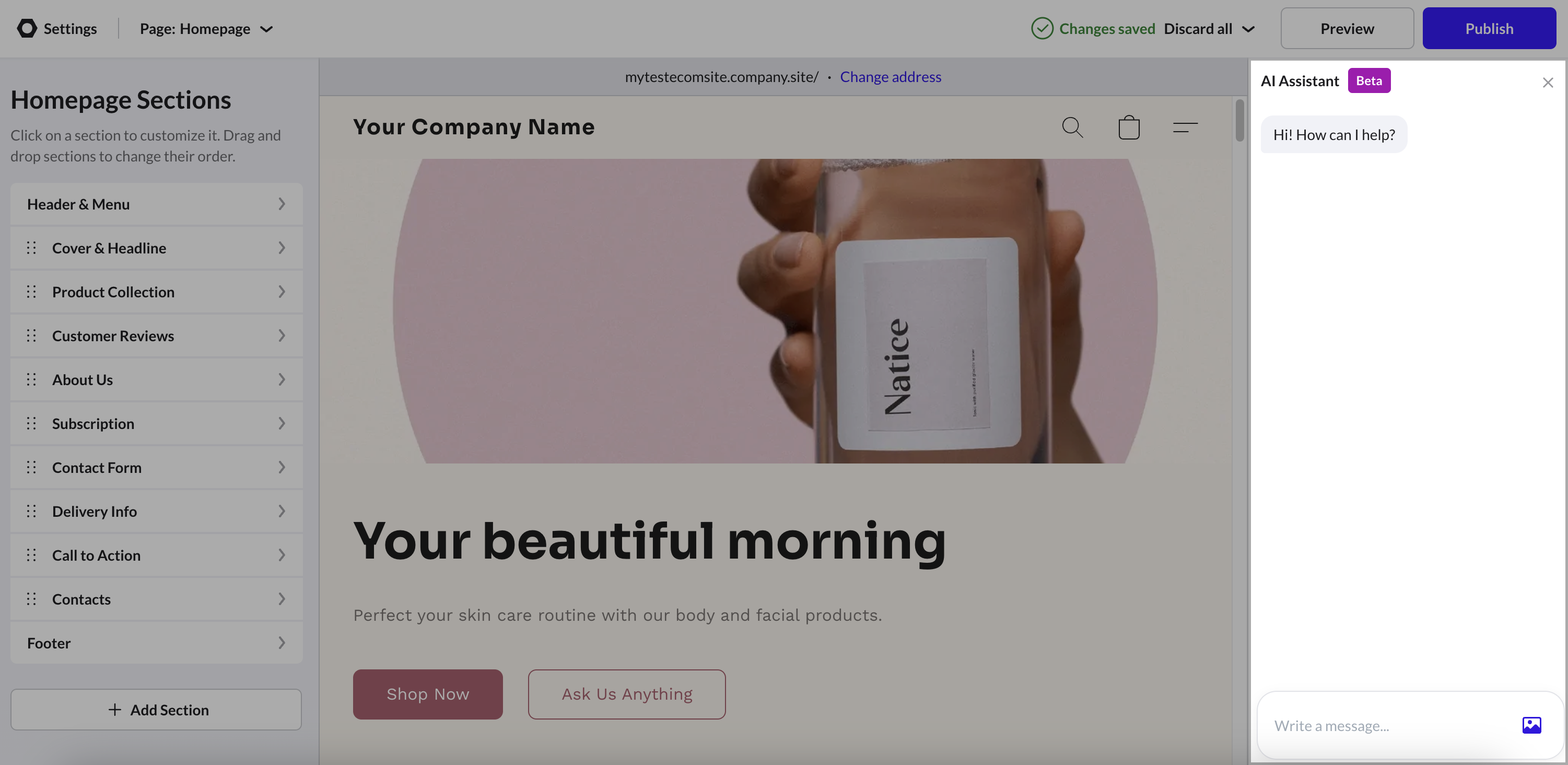 AI Assistant in the site editor.png