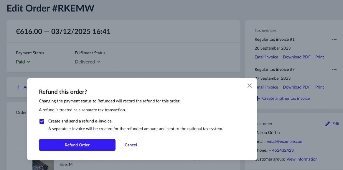 Refund e-invoice
