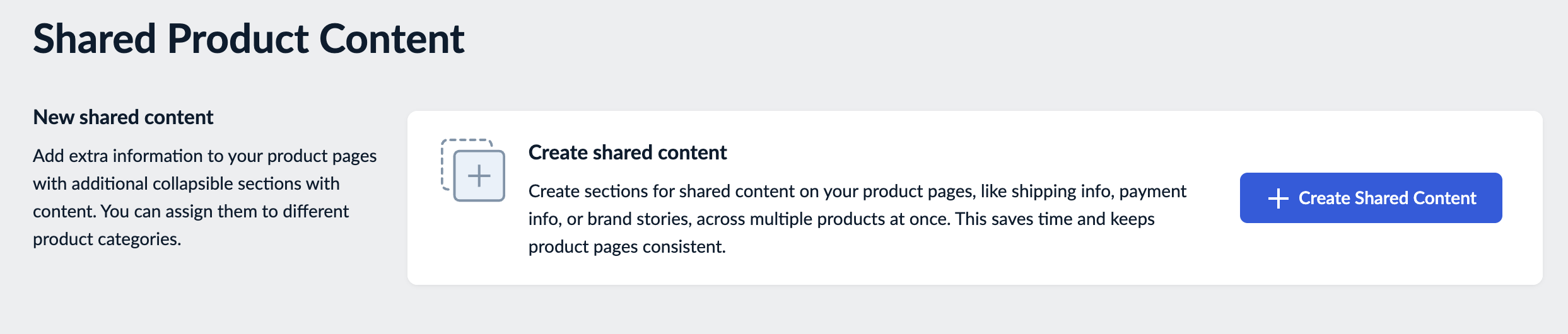 Le bouton « Créer du contenu partagé » sur une page