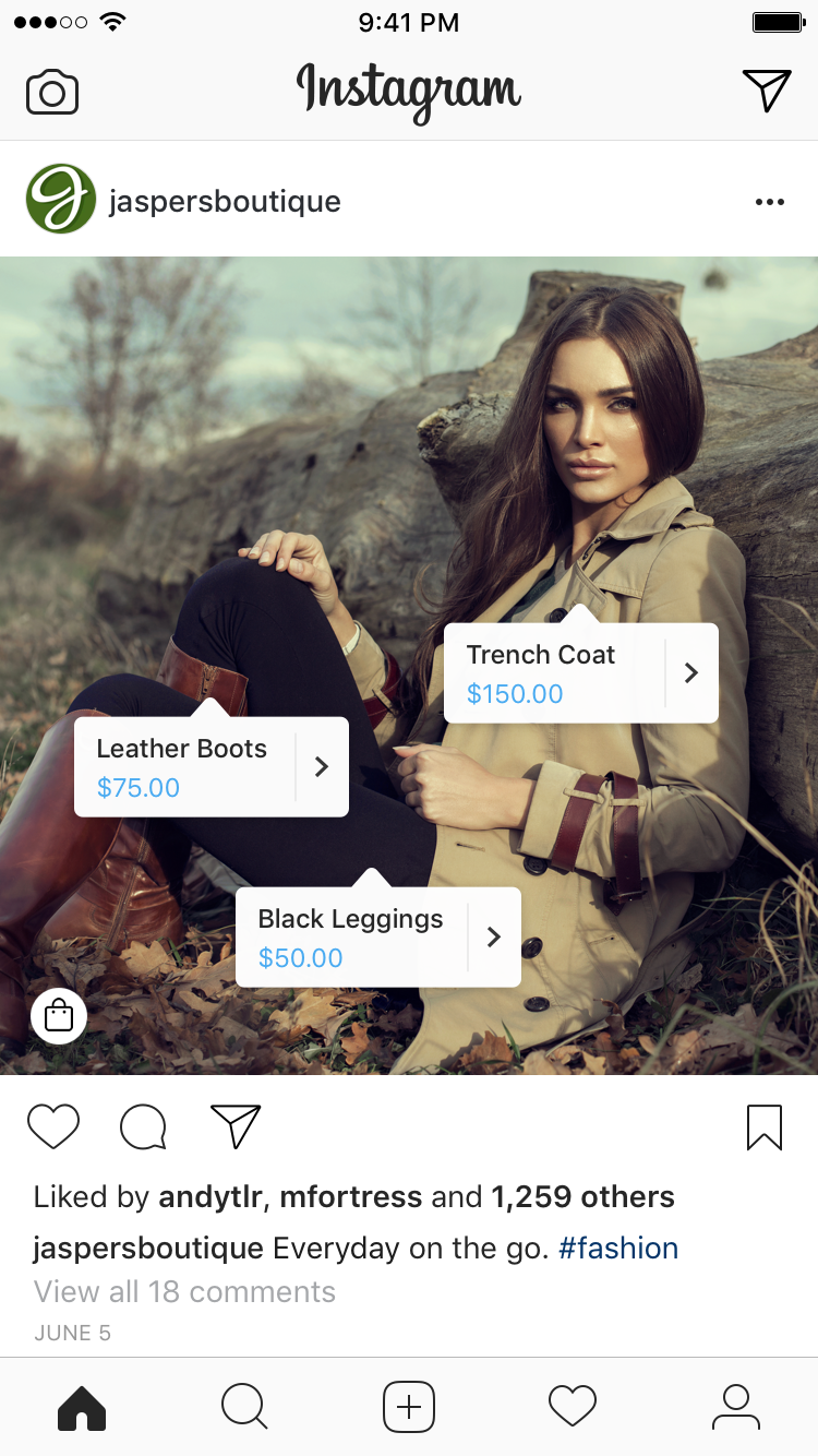 Tag dei prodotti su Instagram