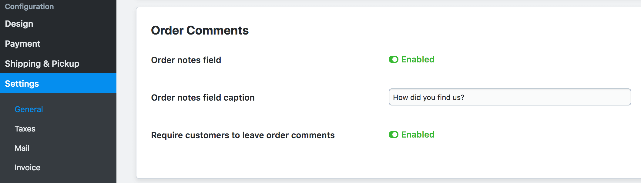 Order comments