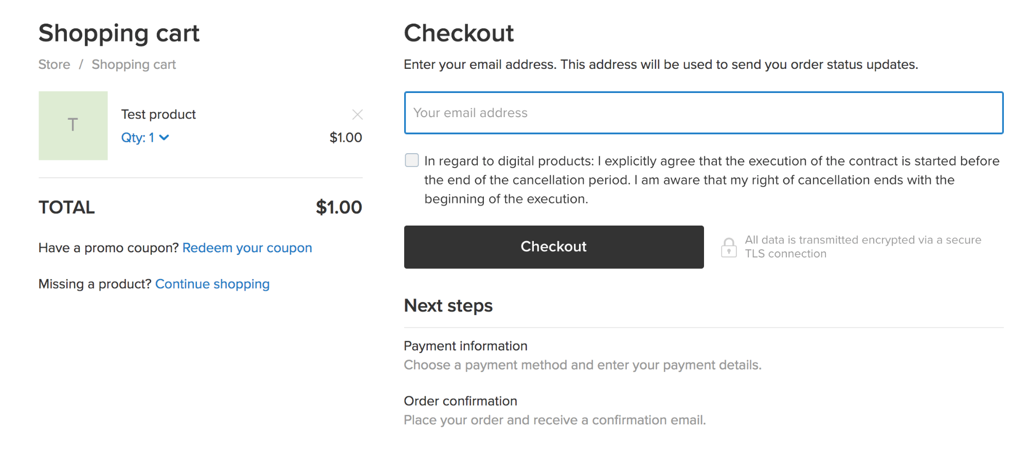 Placing a test order – Ecwid Help Center