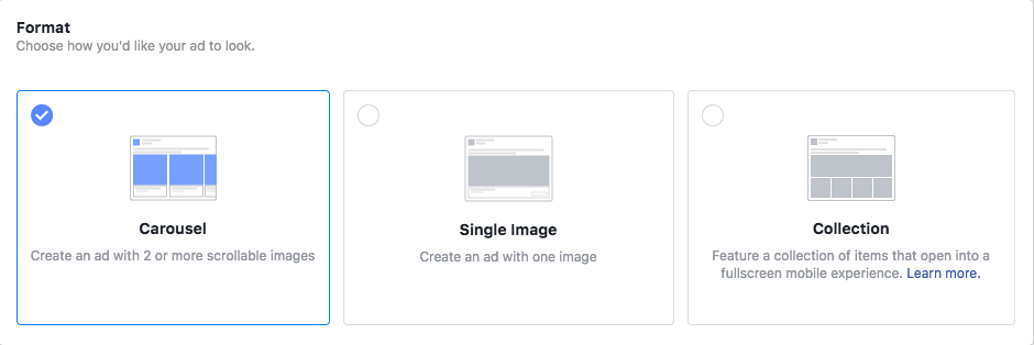 Wählen Sie das Layout für Ihre Anzeige