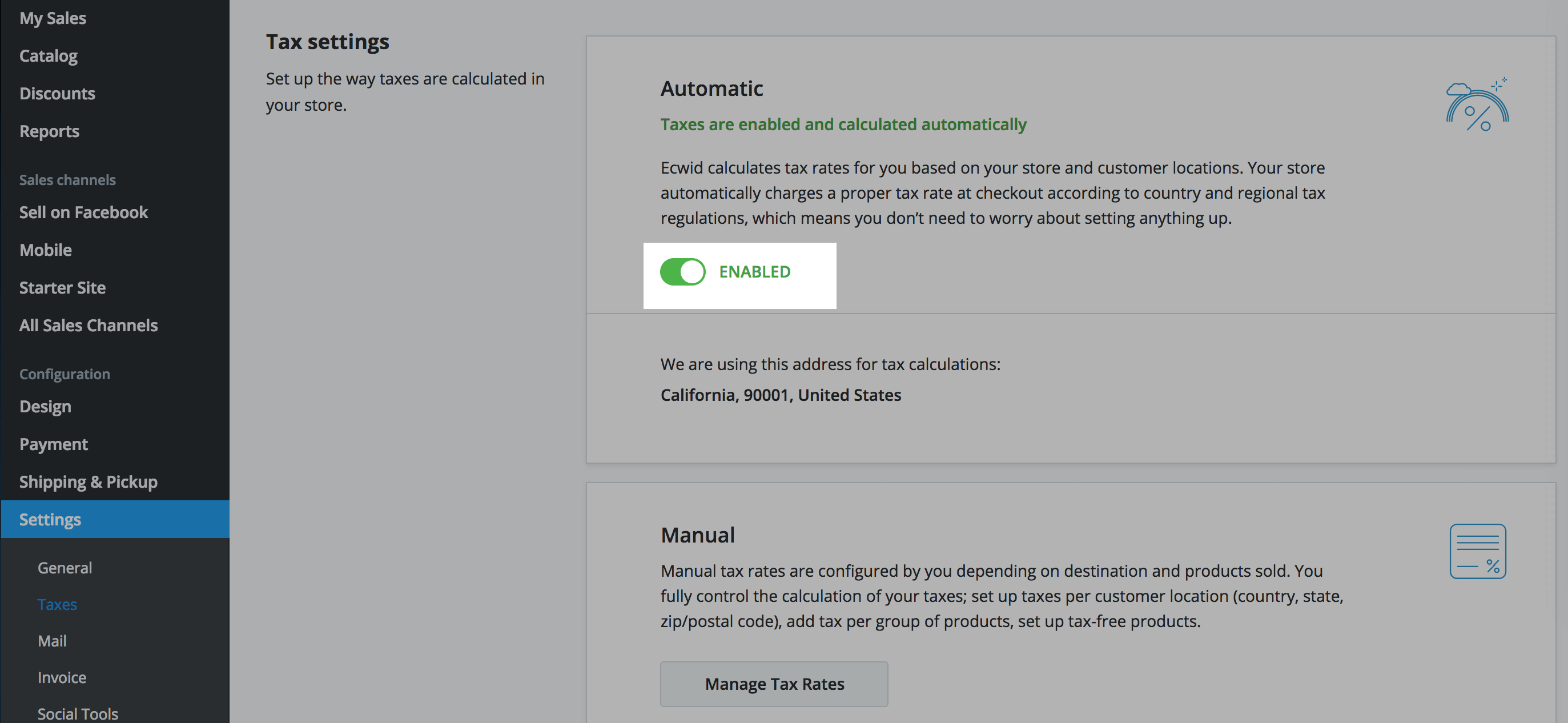 Enable automatic taxes calculation