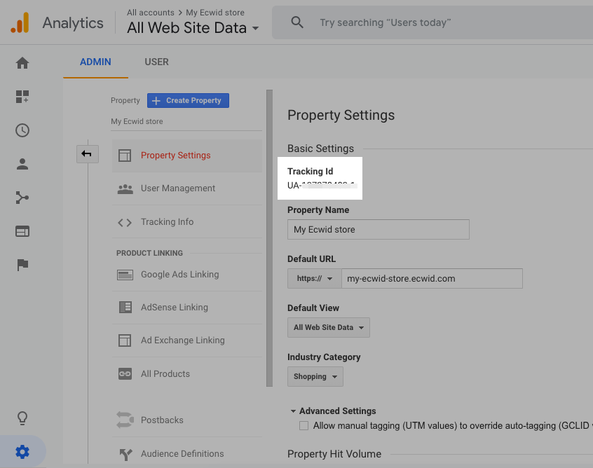 Tracking ID in GA