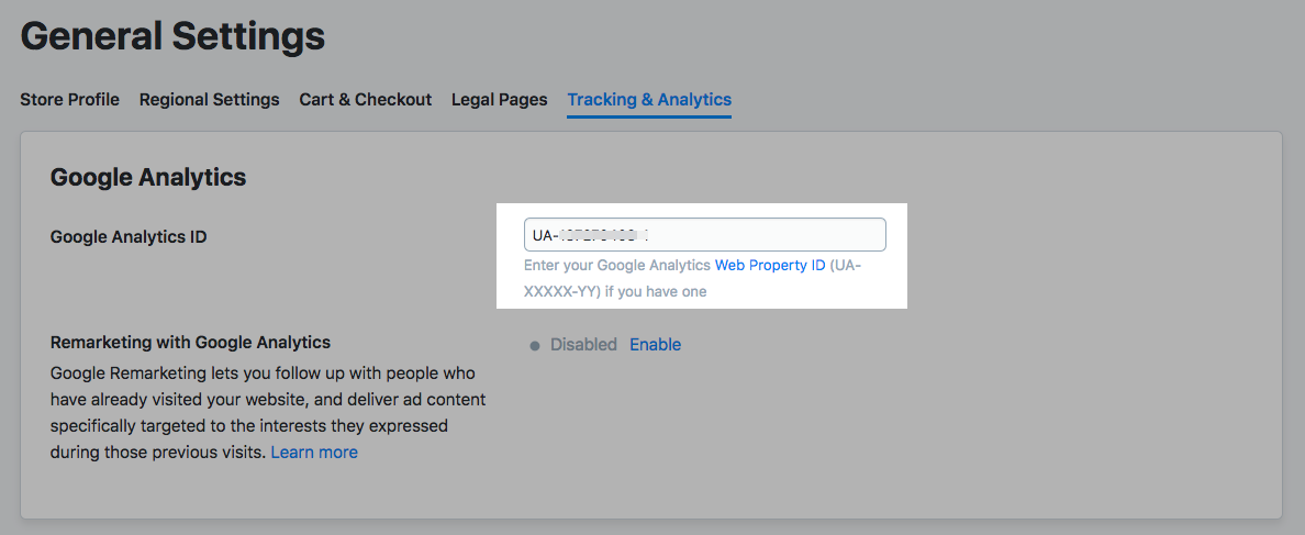 Tracking ID in Ecwid