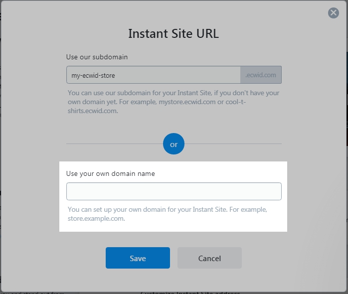 Changing Web Address Of Ecwid Instant Site Ecwid Help Center