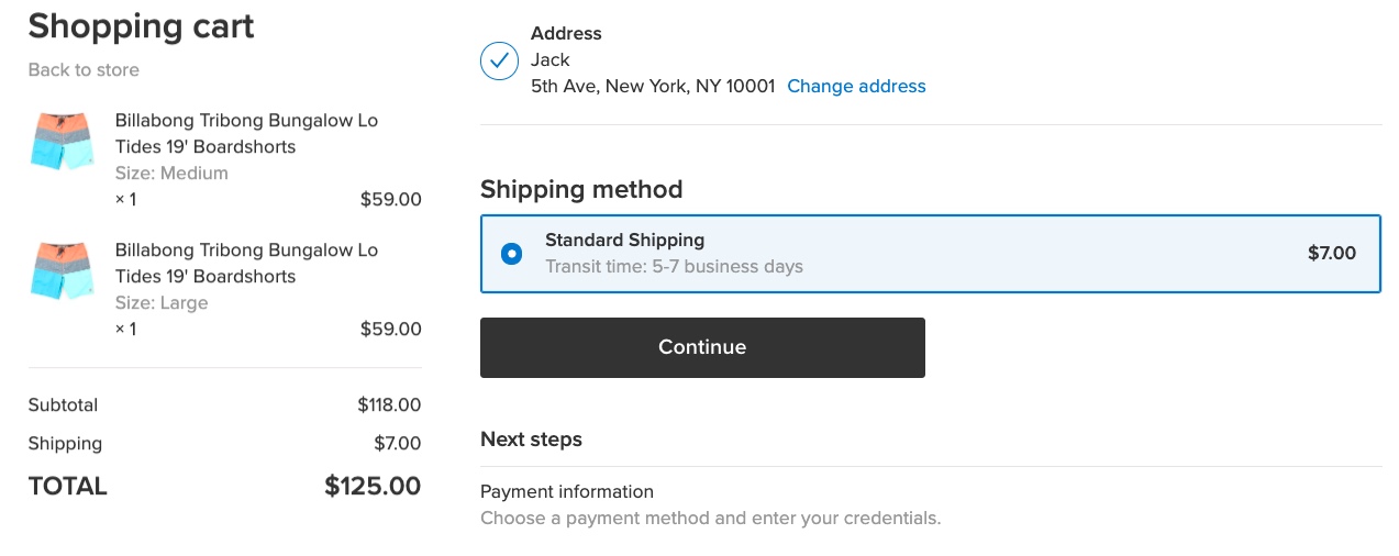 /Example of per item fee/