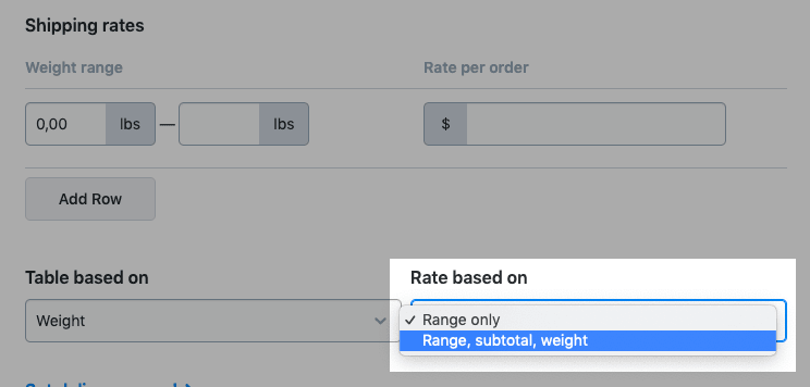 Rate based on ranges