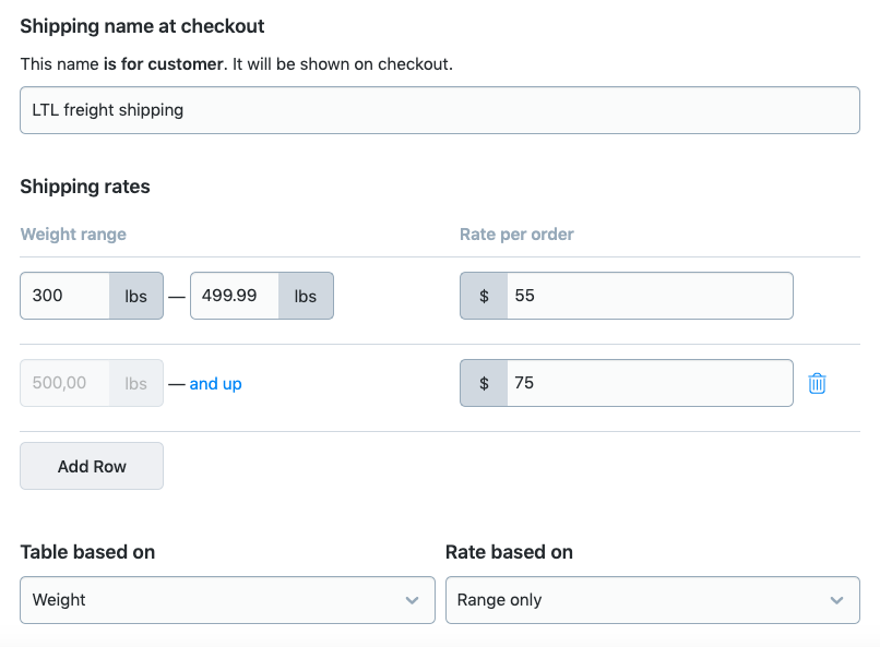 Example of custom table