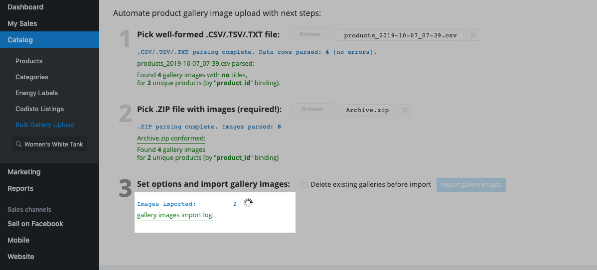 Images imported in bulk gallery upload