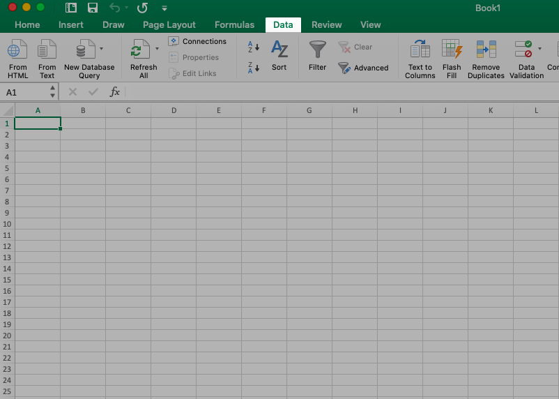 import data from a database in excel 2016 for mac