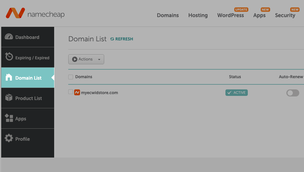 Navigate to Domain List in the NameCheap account