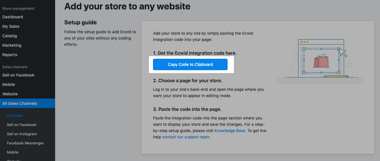 Copy Ecwid integration code for ghost.org