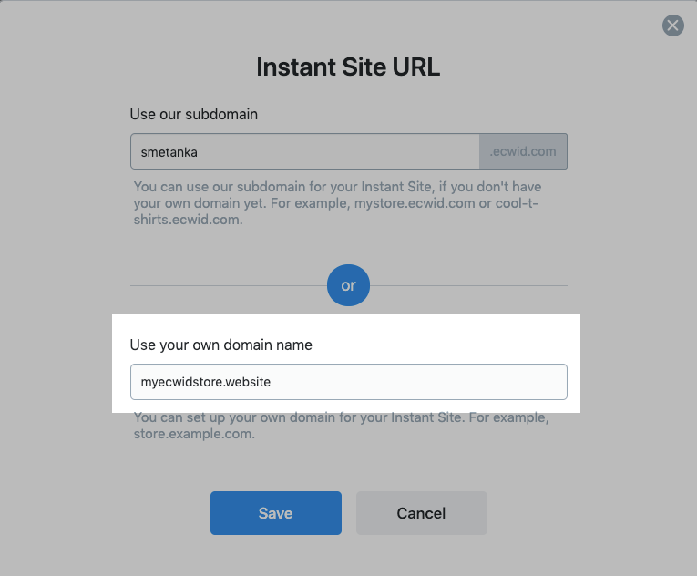 Connecting Domain Com Domain To Ecwid Instant Site Ecwid Help Center
