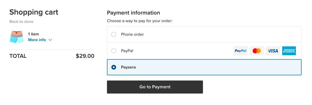 Paysera in Ecwid store