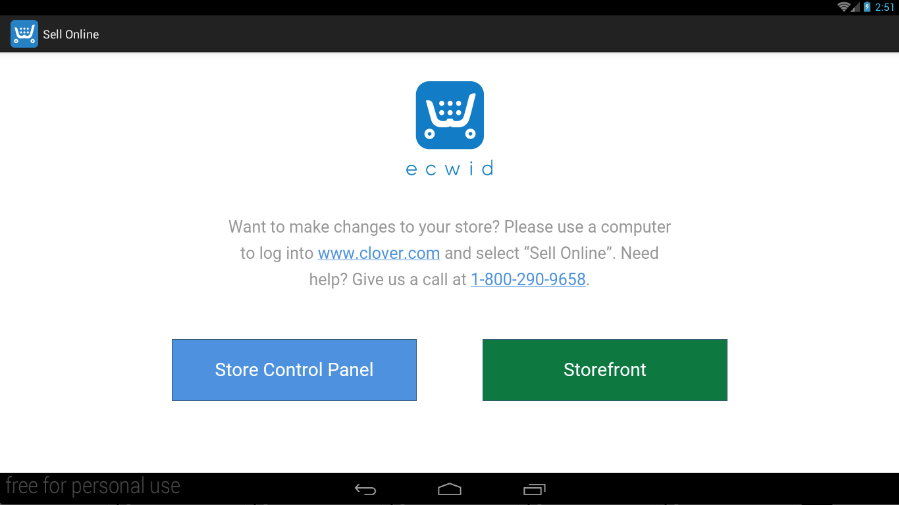 Sell Online app on Clover Station