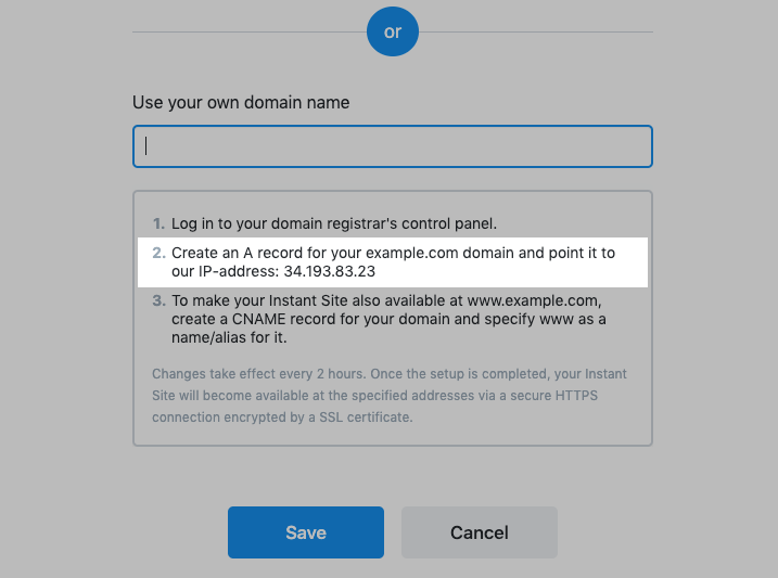 Copy IP address for your TsoHost domain
