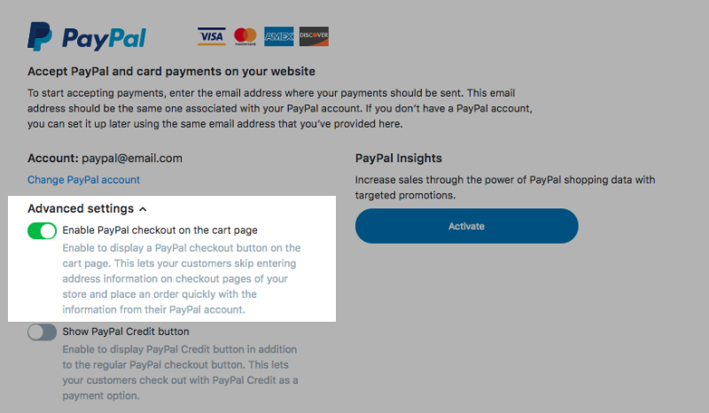 Abilita Pagamento con PayPal