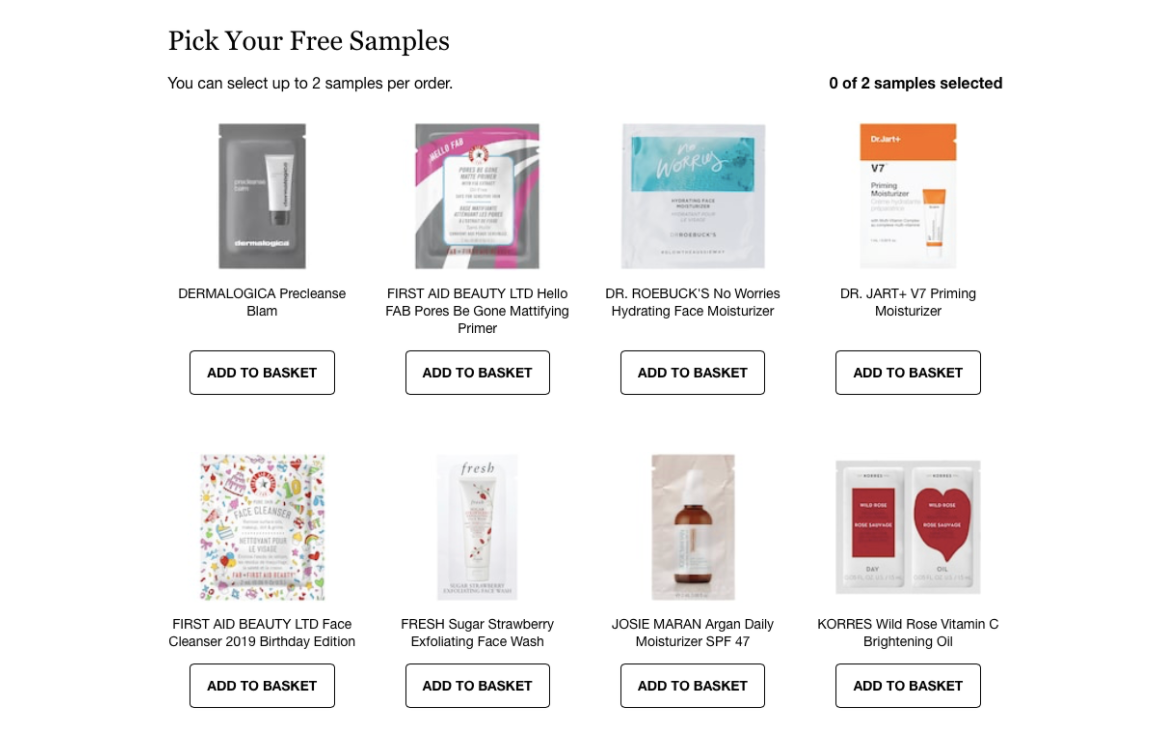 Free sample campaign