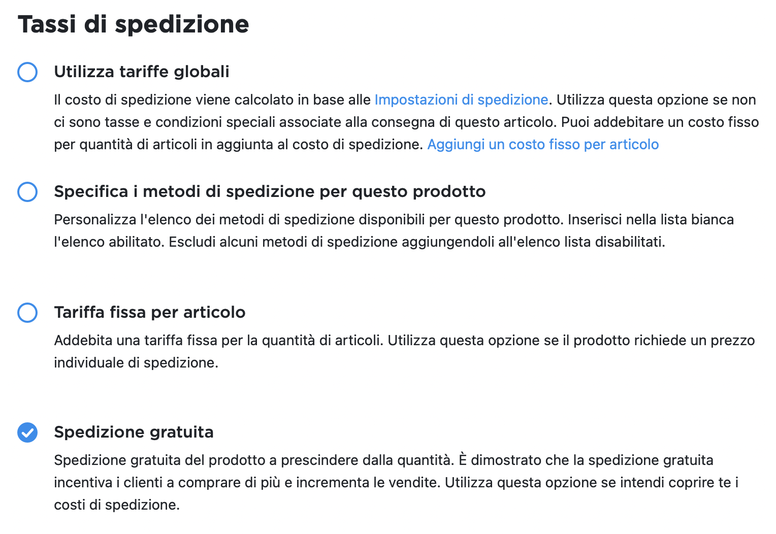 Configurare la spedizione gratuita a partire da un prezzo stabilito, Centro di Apprendimento